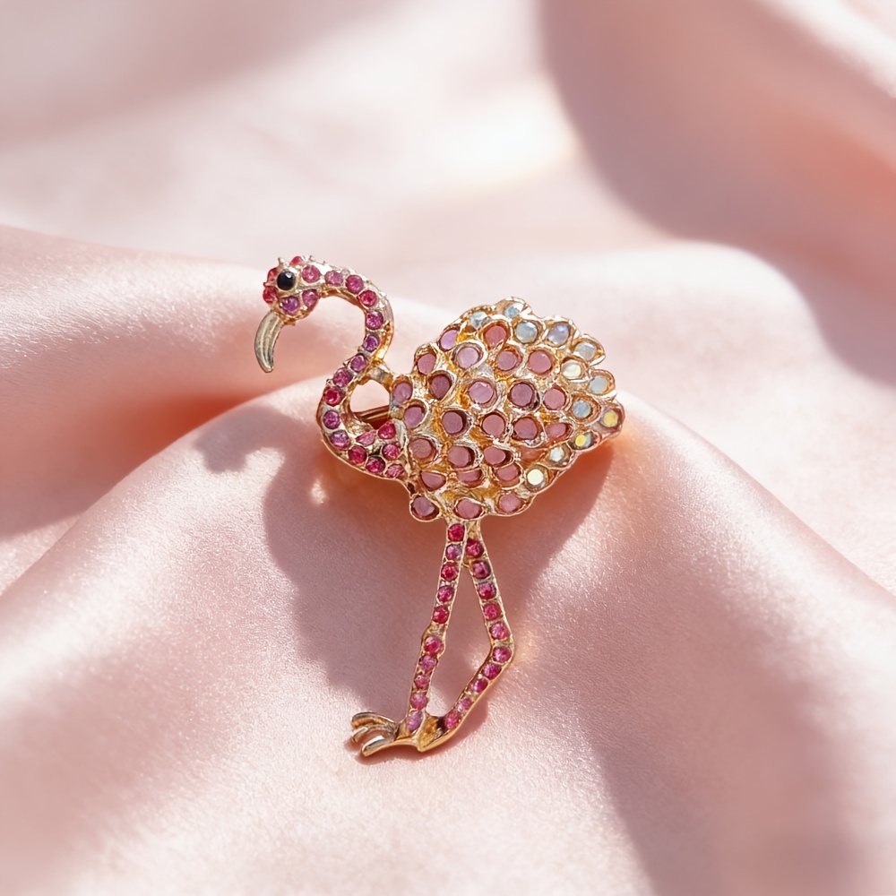 TEMU Fashionable Brooch Featuring A Delicate Flamingo Design, Perfect For Women's Suit Coats As A Stylish Accessory
