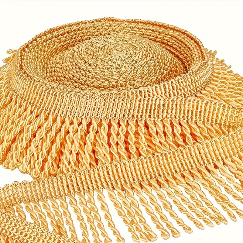 

1pc Vibrant , Bright Golden Polyester Tassel Ribbon, 11.48 Yards - Ideal For Diy Crafts, Home Decor, Curtains & Sofa Embellishments