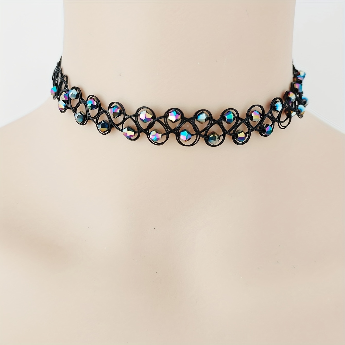 

Handwoven Tattoo Choker Collar Necklace For Women, Simple Line Non-plated Vintage Fashion Accessory For Daily And Party Wear