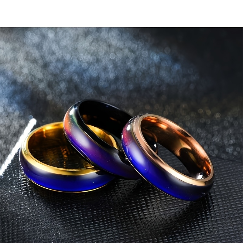 4pcs Temperature Sensitive Waterproof Color Changing Rings Set