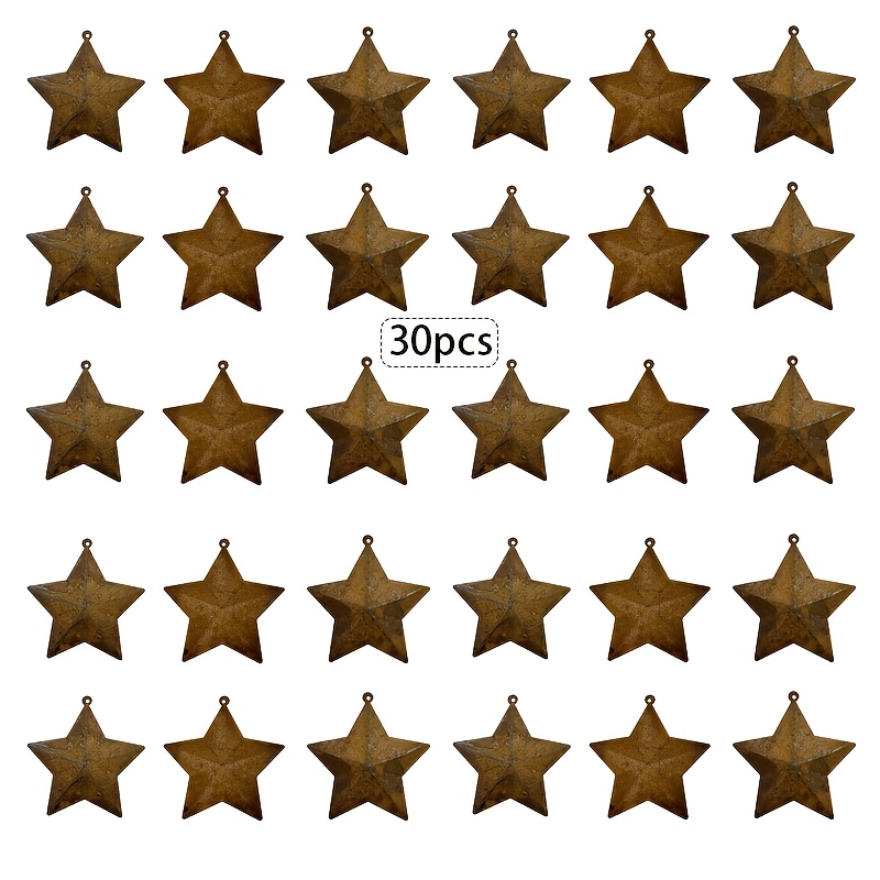 TEMU 30pcs Rusted Metal Star Hanging Ornaments 6.2cm Vintage Rusty Iron For Christmas Party Holiday Wreath Farmhouse Decorations