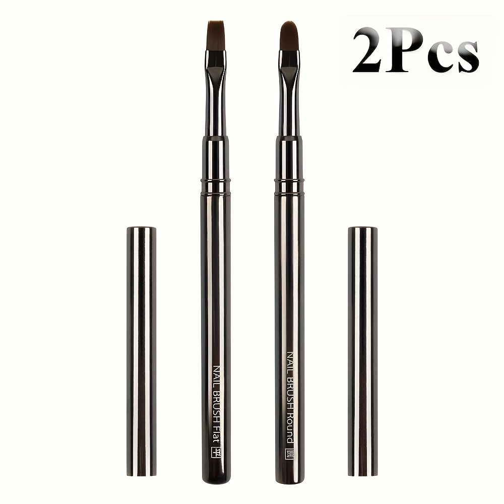 

2pcs Precision Nail Brush Set - Metal Handle Fine Tip Pen, Suitable For Gel Polishing Coating, Home And Salon Use