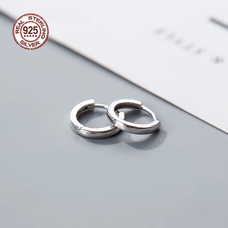 Men's Classic Round Stud Earrings, 925 Sterling Silver