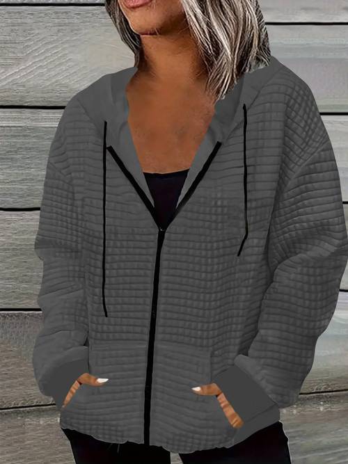 womens casual waffle hoodie with d2 letter print gray drawstring hooded sweatshirt wear hoodie hooded sweatshirt waffle texture hoodie bench clothing for women womens bench hoodie women bench waffle weave