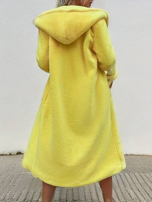 fur trim lapel hooded coat soft thermal insulation long sleeve elegant solid for fall winter womens warm clothing for cold weather