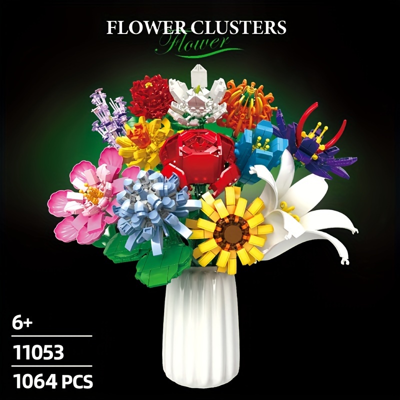 

1009pcs 12 In 1 Building Blocks Flower, Small Brick, Beautiful Bouquet, Diy Creative Assembly Of Home Furnishings, Desktop Decoration Toys, Christmas, Valentine's Day Gifts