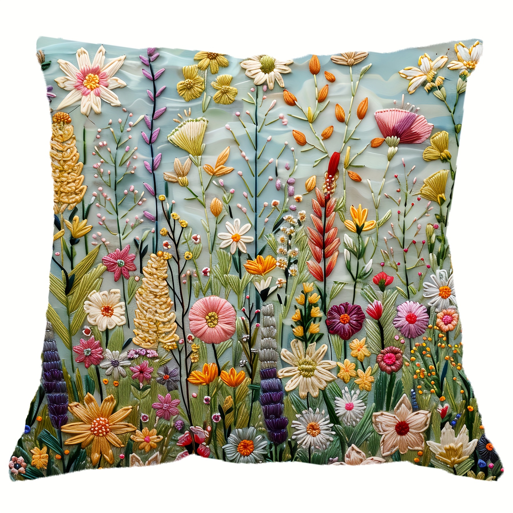 

Contemporary Floral Throw Pillow Cover, 1pc, Super Soft Woven Polyester, Hand Wash, Zipper Closure, Decorative Single-sided Print, 17.7x17.7 Inch, Versatile For Living Room & Bedroom Decor - No Insert