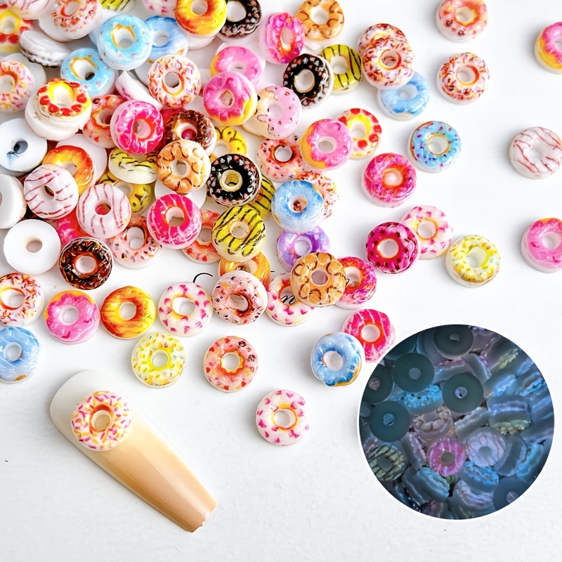 

50pcs Resin Rhinestones, 8mm Flat Back, -free, Glitter Pendants For Diy Nail Art, Scrapbooking, Wedding Decor, Food-themed Crafts