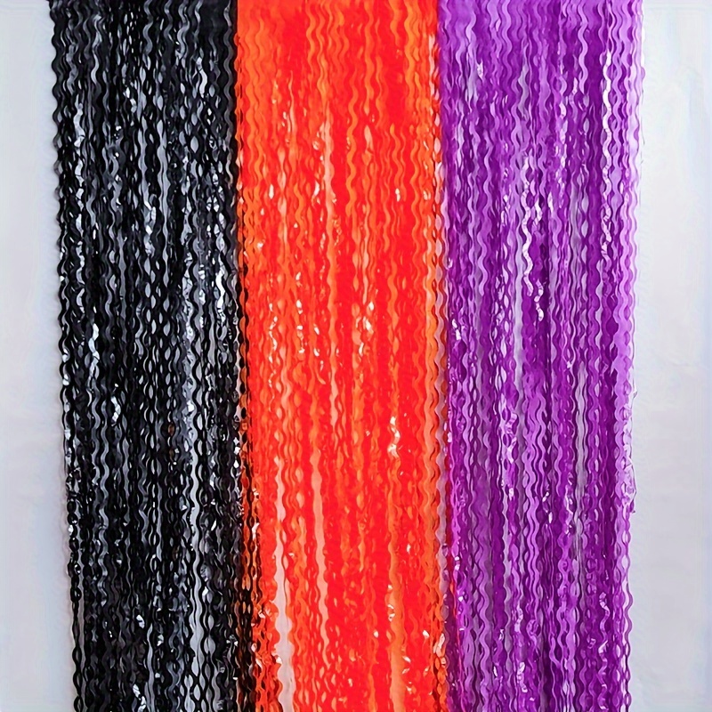 

1pc Halloween Black, Orange, And Purple Wavy Tassel Banners - Festive Party Decorations For Home