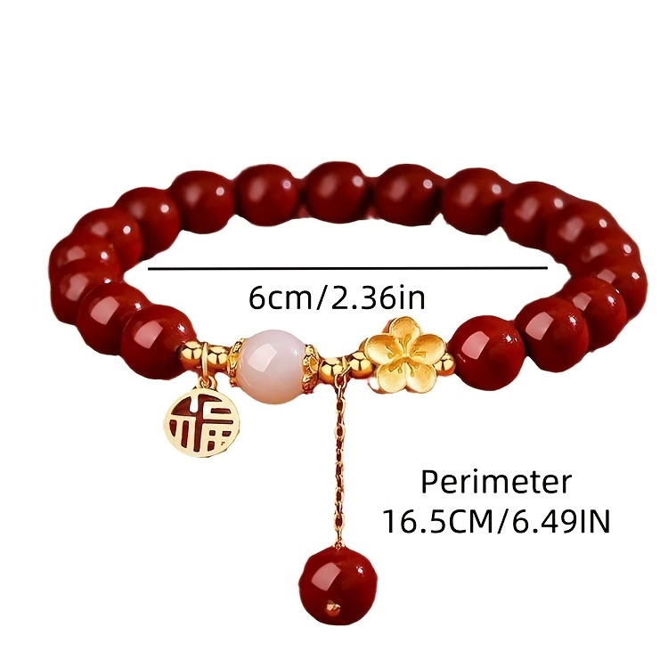 Chinese Lucky Red Bracelet with Fu Charm - Vintage Good Luck Beaded Jewelry for Women, Perfect Gift for Valentines Day/Mothers Day, Daily Wear Spiritual Accessory