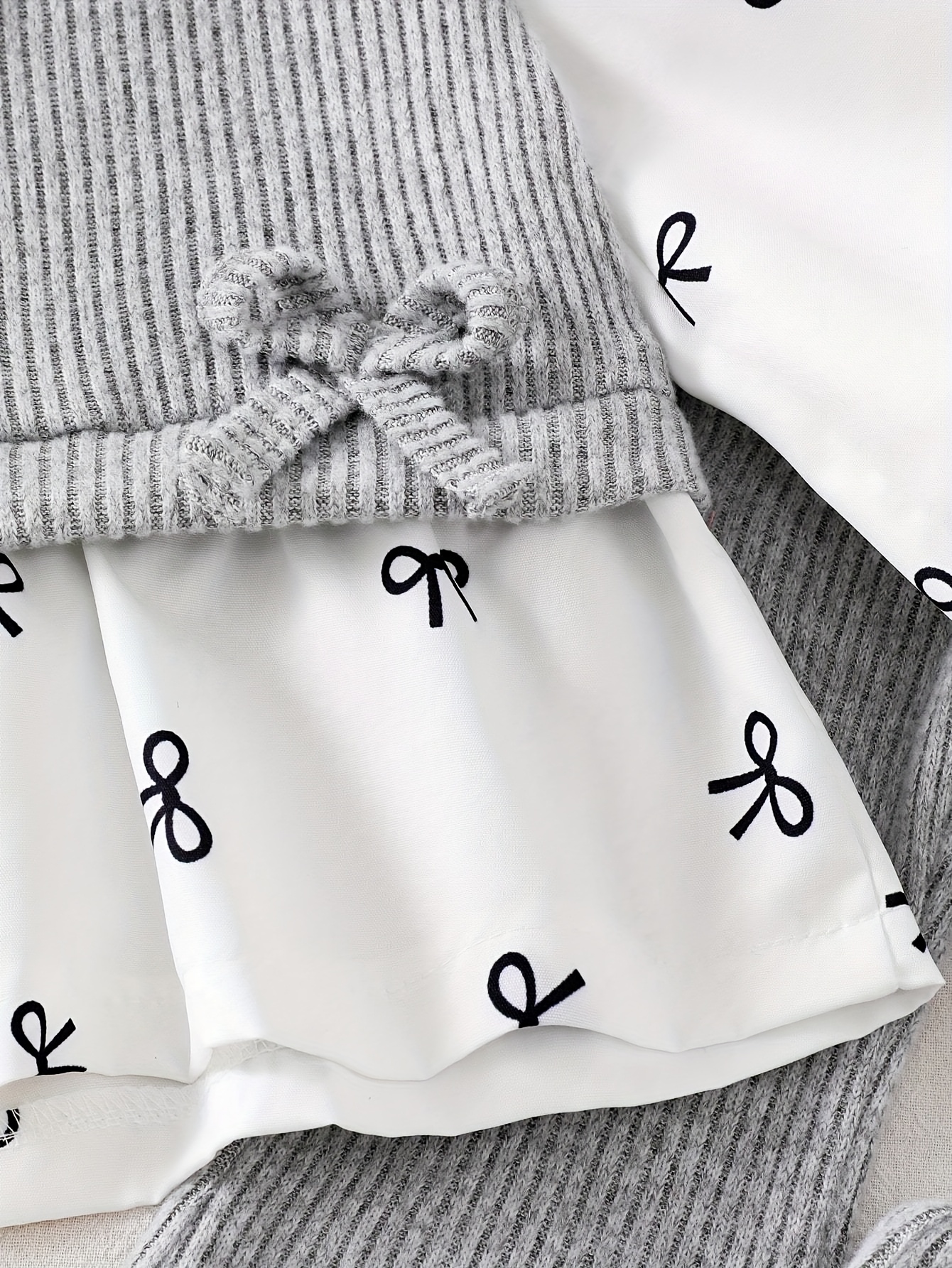girls spring autumn elegant 2pcs set bow print   color block   two piece long sleeve casual shirt top and   fit flared pants outfit   outdoor Product details 1