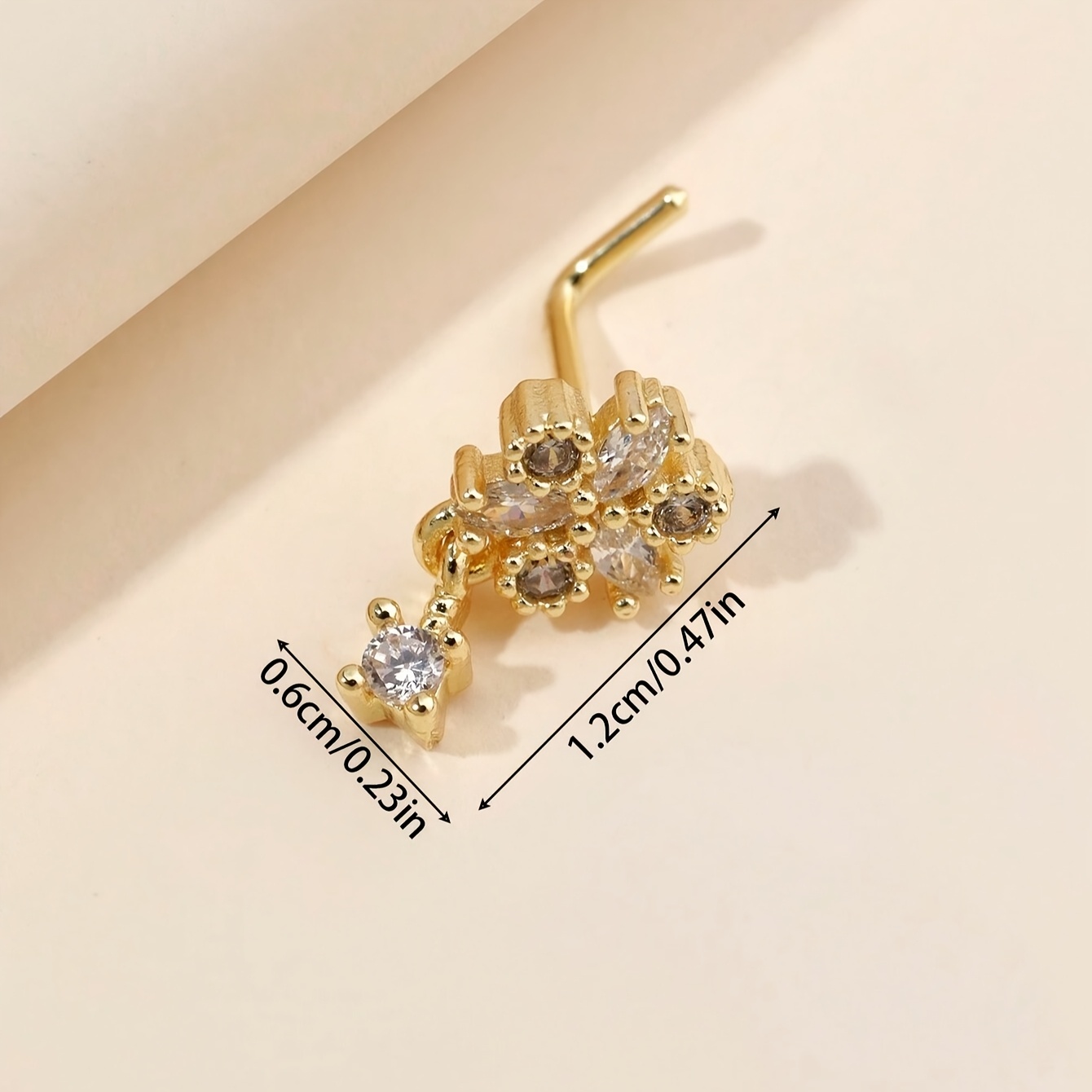 Women's Silvery Color Paved Flower Pendant Nose Ring