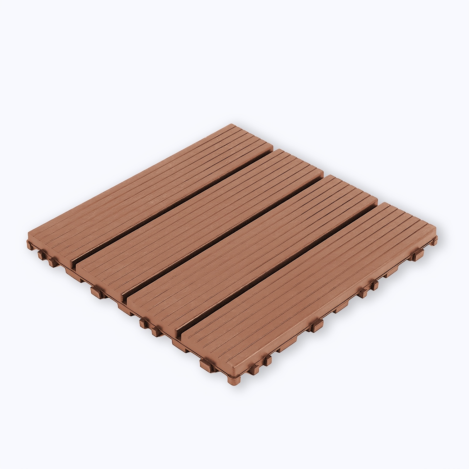 TEMU 44pcs Interlocking Plastic Deck Tiles - Peel And Stick Waterproof Outdoor Flooring. Non-slip Textured, Weatherproof/fade-resistant Pp Material,