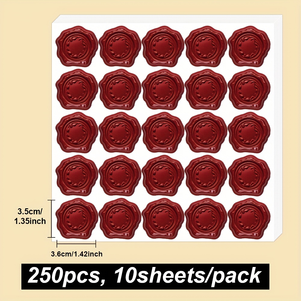 E-shop 250 Aufkleber, 10 Bögen/Packung, personalisierte Wachssiegel Stempel Umschlag Geschenk Aufkleber