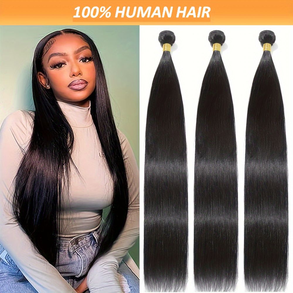 Hair Bundles Straight Bundles Brazilian Bone Straight Human Hair 3 Bundles Remy Brazilian Virgin Human Hair Weave Extensions Human Hair Bundle