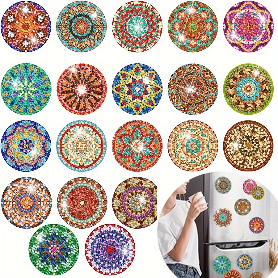 

20 Pcs/set Boho Mandala Refrigerator Magnets - Diamond Painting Kits For Adults - Diy Home Decor