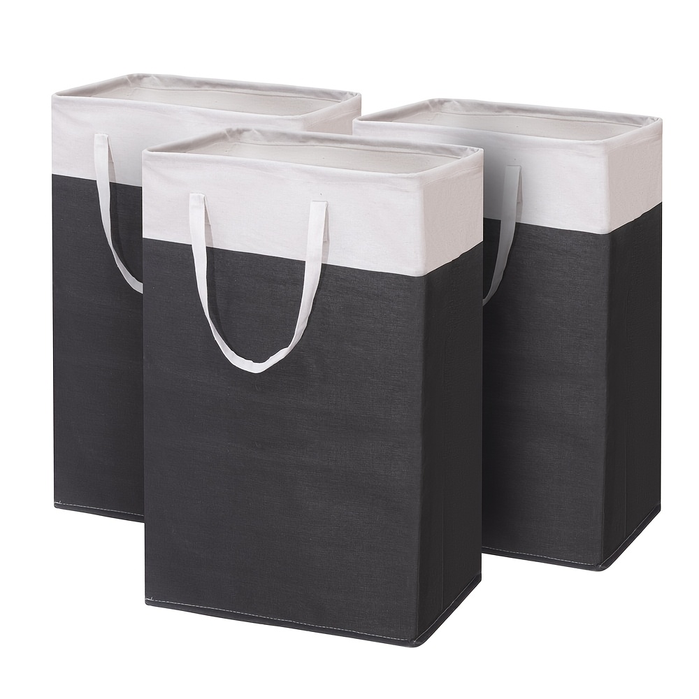 

3pcs Extra-large Freestanding Laundry Baskets - Waterproof, Collapsible, And Portable With Easy Carry Handles - Family, Dorm, And Closet Organization