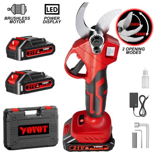 21v brushless electric pruning shears large cutting diameter brushless motor cordless pruning shears with led display with 2 or 1 battery battery pruners with battery tree pruner branch cutter for garden trees