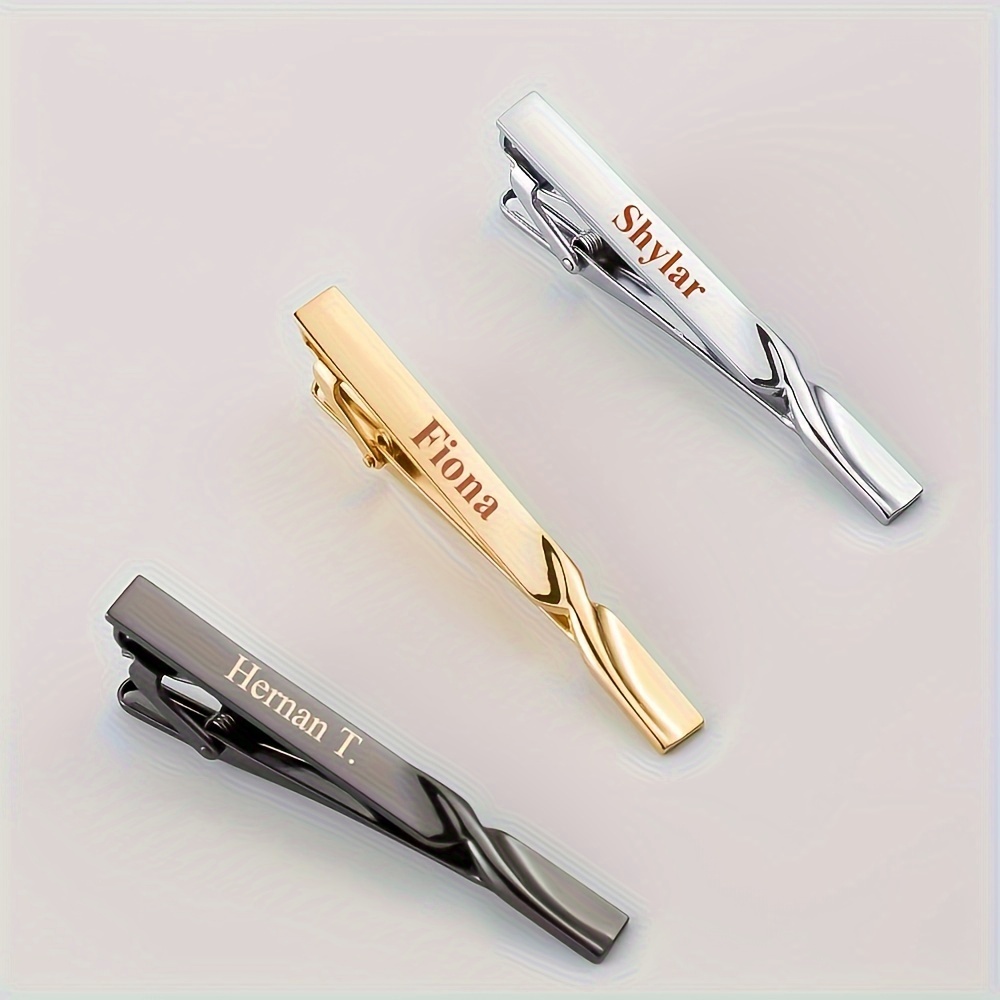 

Custom Engraved Stainless Steel Tie Clip For Men - Elegant Twisted Design, Business & Weddings