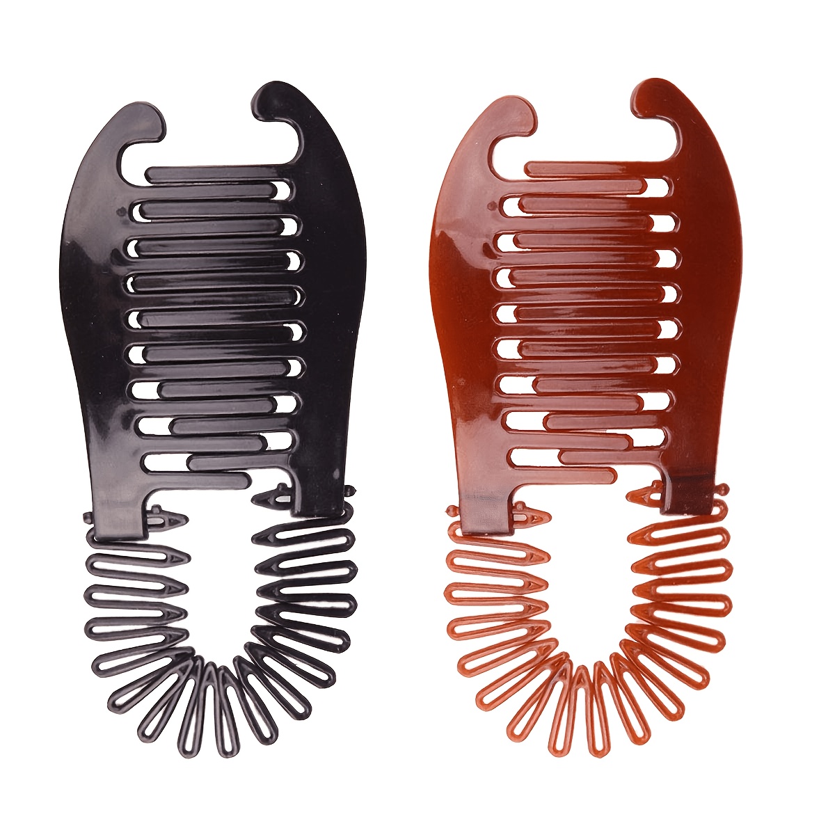 2pcs Plastic Interlocking Banana Clip Interlocking Hair Comb Elongated Ponytail Holder