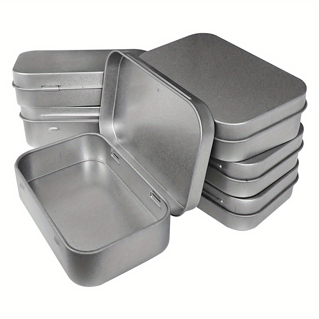 

3/6/12pcs Metal Tin Box Container With Hinged Lid, Mini Portable Small Storage Container, Tinplate Organizer Container, Home Storage Supplies