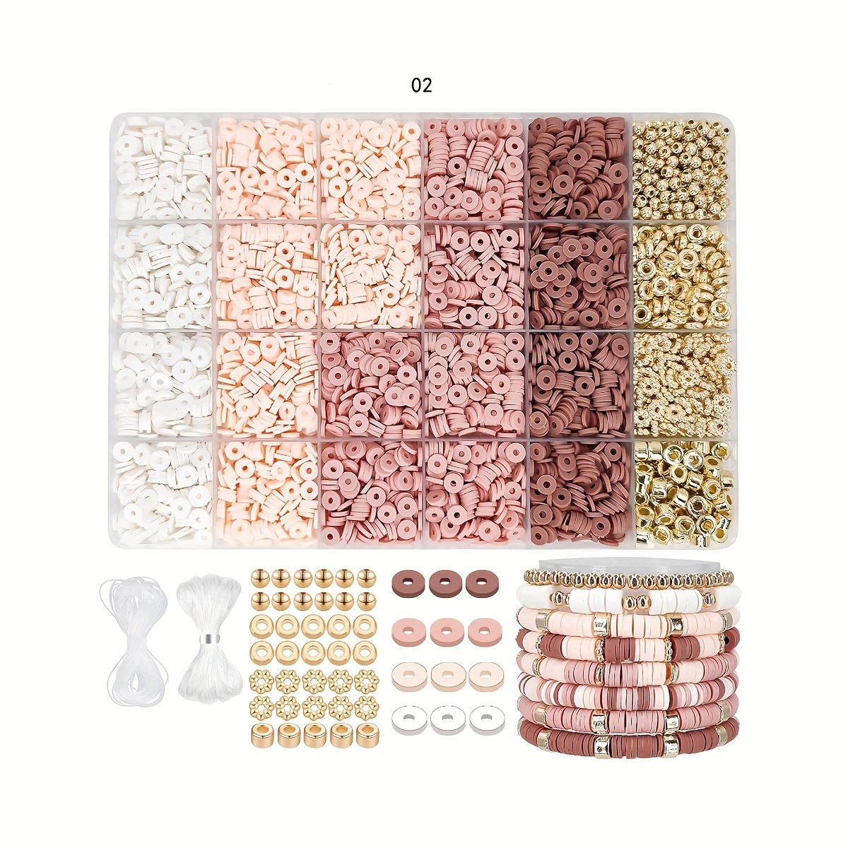 

1200 perles rondes en argile polymère de 6 mm, perles d'espacement, pour la fabrication de bijoux, colliers, bracelets et accessoires.