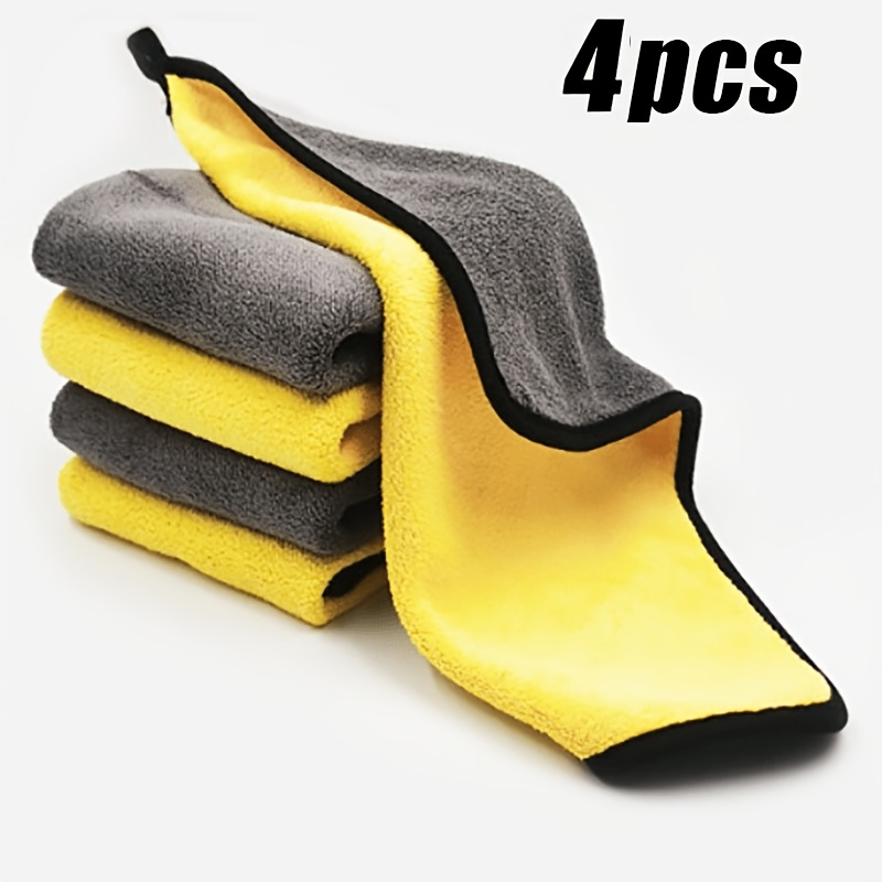 TEMU 4 pezzi, Materiale in microfibra di pile corallo individuale ispessito, Super assorbente, Asciugatura non perdente, Pulizia antigraffio,