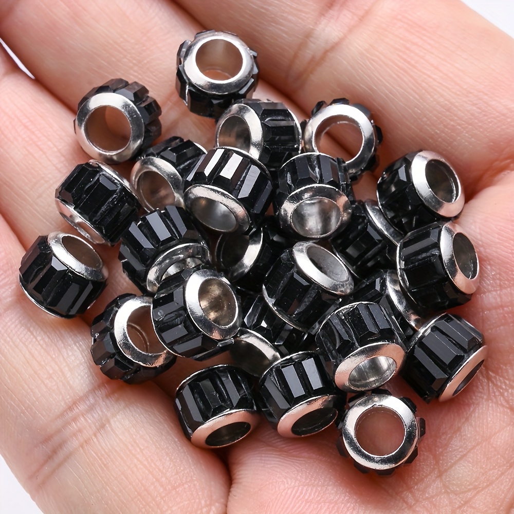 Image of 20pcs Of 7*9mm Colorful Glass Large Hole Beads For Bracelets, Necklaces, Earrings, Jewelry Crafts, And Party Decorations