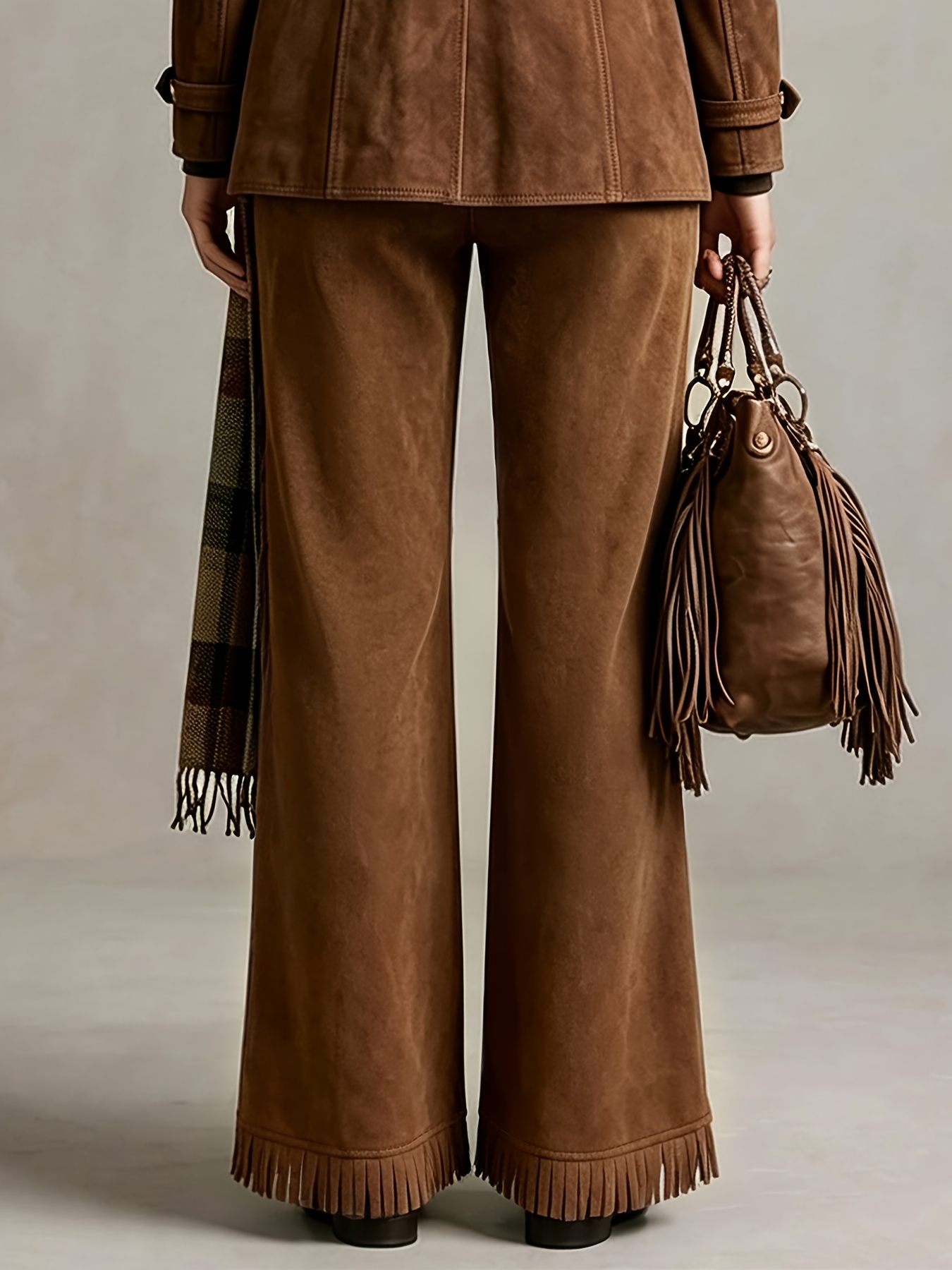 taglie forti - pantaloni a   con nappe retro a vita   e ampi, pantaloni lunghi casual atmosferici taglie forti per fotografia    /inverno (senza cintura)