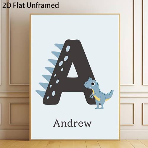 item picture 2d flat 2d flat 1 size frameless canvas painting dinosaur letter wall art name poster room decoration poster personalized dinosaur letter print wall decoration fun painting wall decor