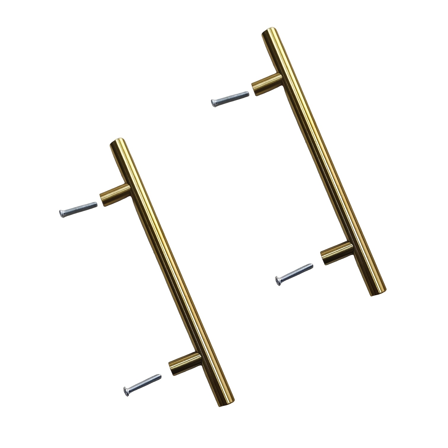 TEMU Golden Brushed Stainless Steel T-handle Door Pull With Full Accessories - Heavy-duty Suitable For Cabinets, Wardrobe Doors, Dressers - Brushed