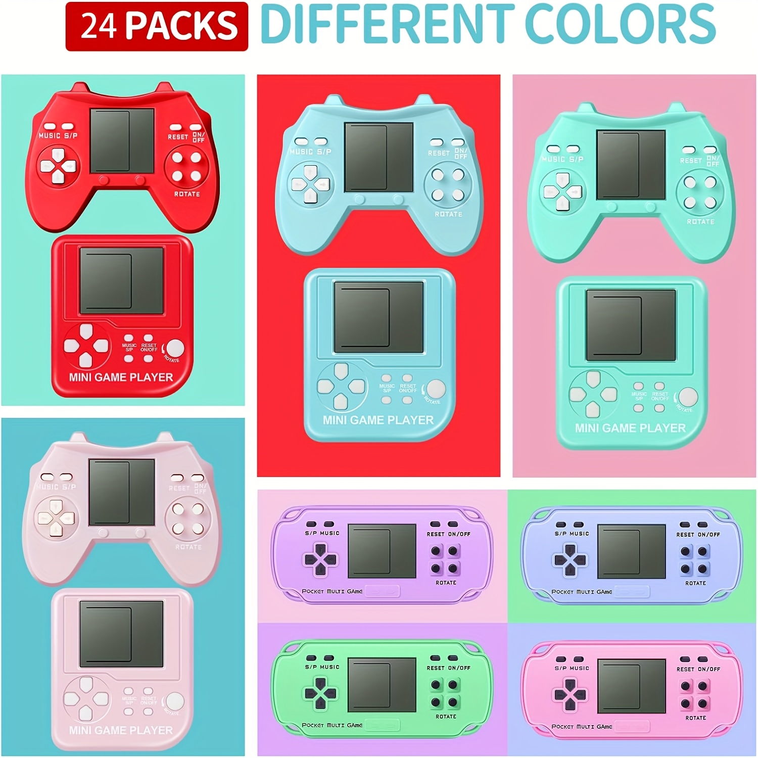 TEMU 24pcs Video Game Keychains Video Game Party Favors Mini Multicolors Gamepad Keychain Bulk For Kids Birthday Party Supplies Goodies Bags Stuffer