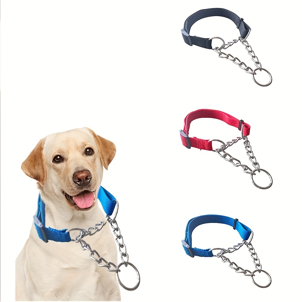 Nylon Dog Collar Stainless Steel Chain Adjustable Temu