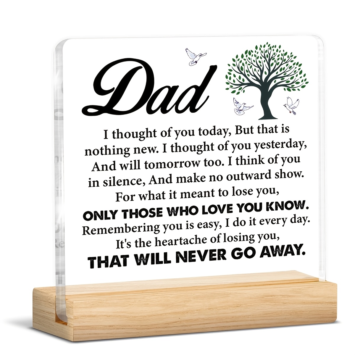 TEMU [2d Flat] [2d Flat] Memorial Sympathy Gifts For Loss Of Dad Father, Bereavement Condolence Gifts For Loss Of Dad Transparent Acrylic Office Desk