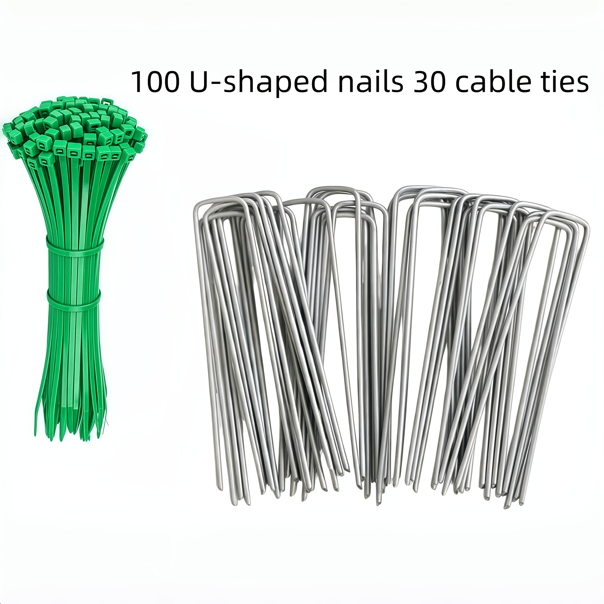 TEMU 1 Set Contenente 130 pezzi [100 pezzi da Giardino a U Resistenti pezzi Metalliche] - Tessuto Antierba - Bulloni per Paesaggistica, Facili da