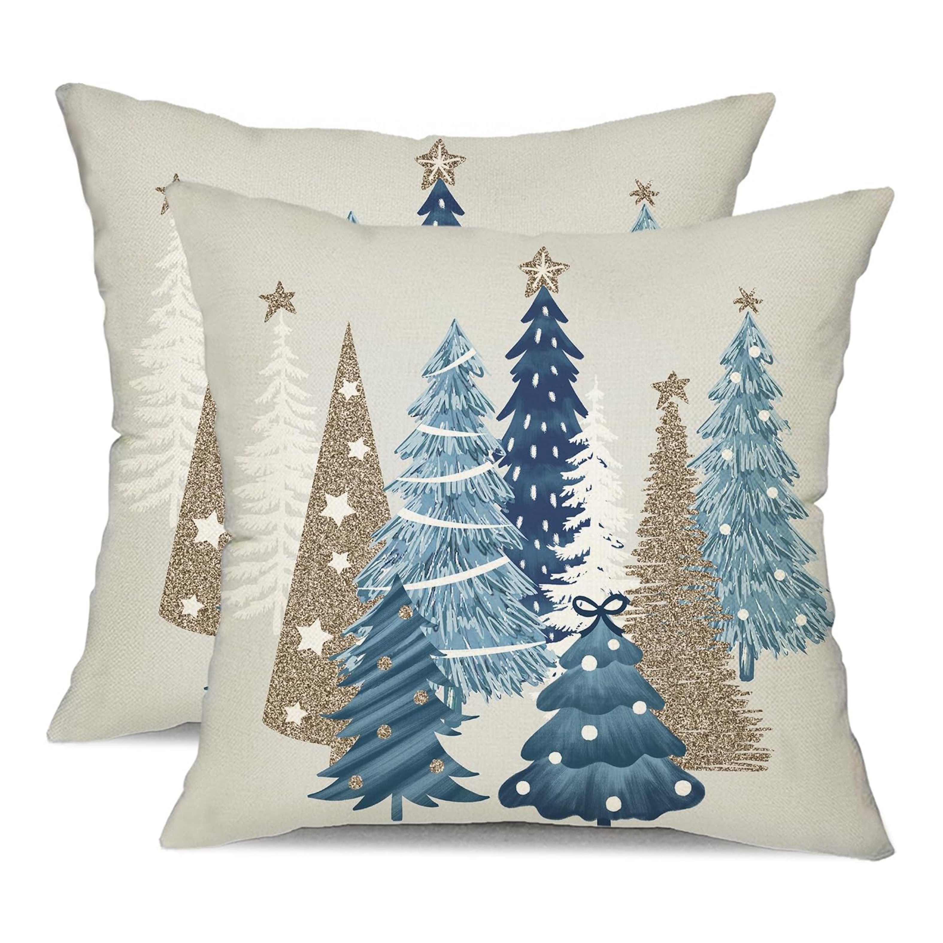 

2pcs, Linen Christmas Pillow Covers Christmas Tree Decorative Throw Pillows Winter Christmas Decor For Home Couch, Single Sided Printing, 16x16/18x18/20x20, No Pillow