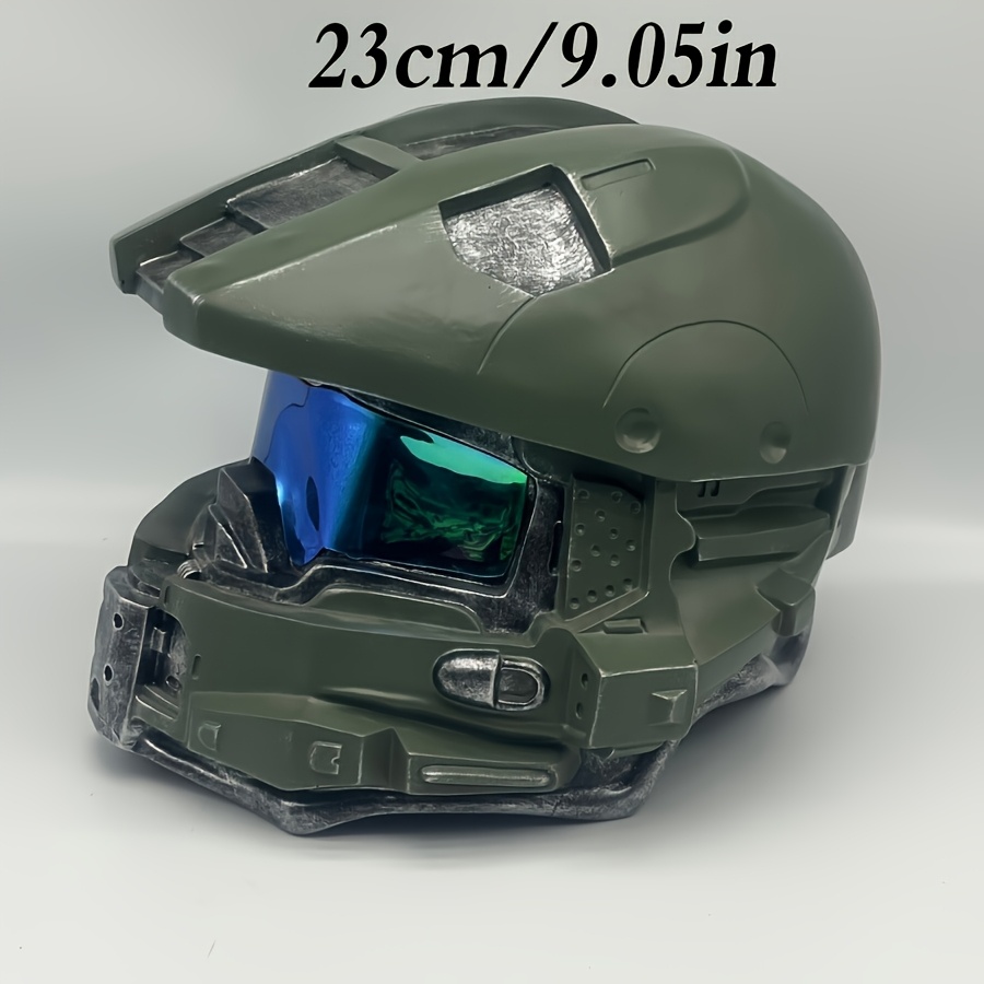 1pc advanced   green resin helmet with visor abs material soldier roleplay costume accessory ideal for cosplay and themed parties theme party accessory military style accessory durable abs constructio