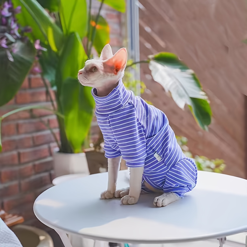 TEMU Spring And Summer Cute Four-legged Clothes Cat Clothes Pet Clothes Hairless Cat Cat Full Wrap Belly Protection Summer Air Conditioning Clothing