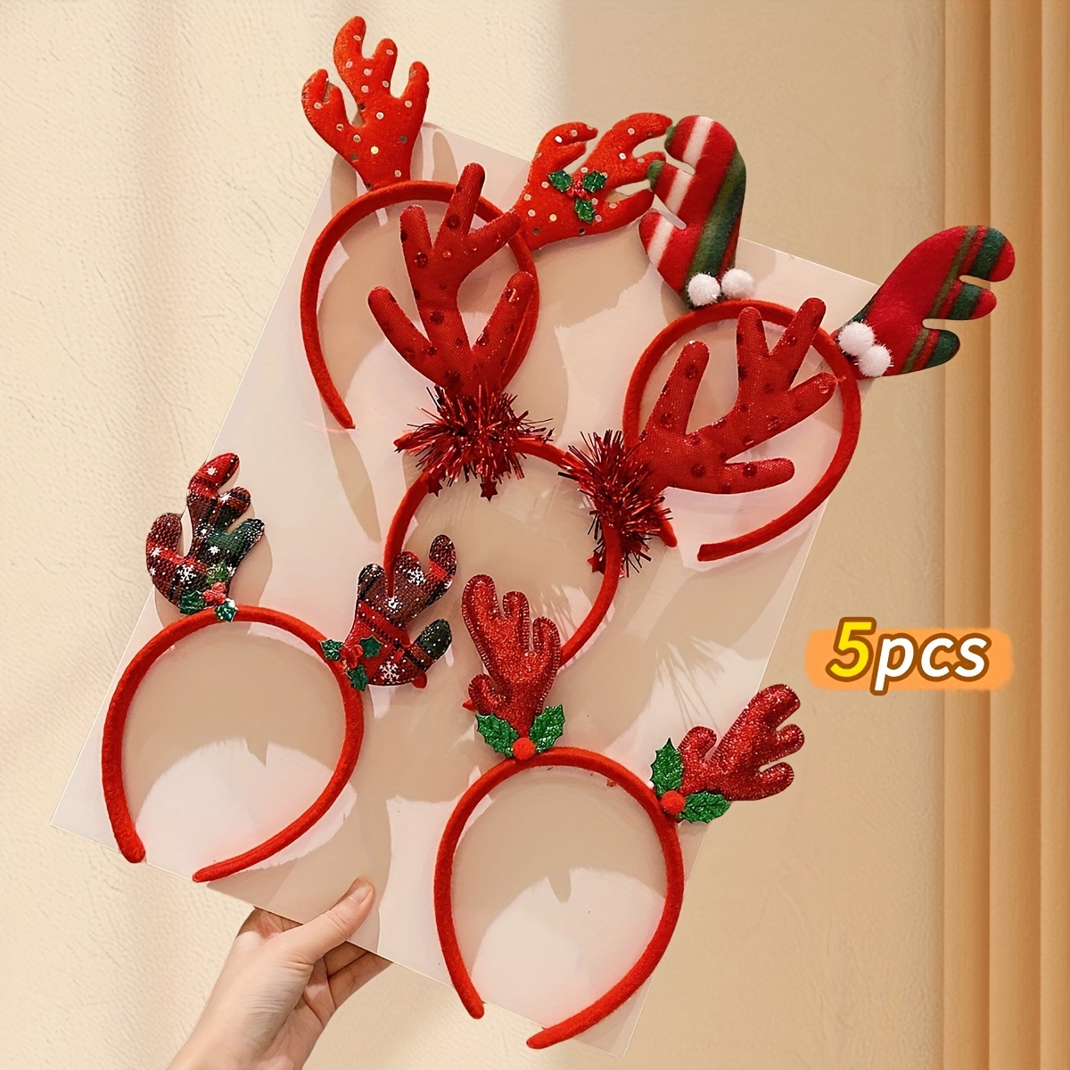 

5pcs Christmas Headbands For Teens, Woven Fabric Hair Accessories By Lemon Love