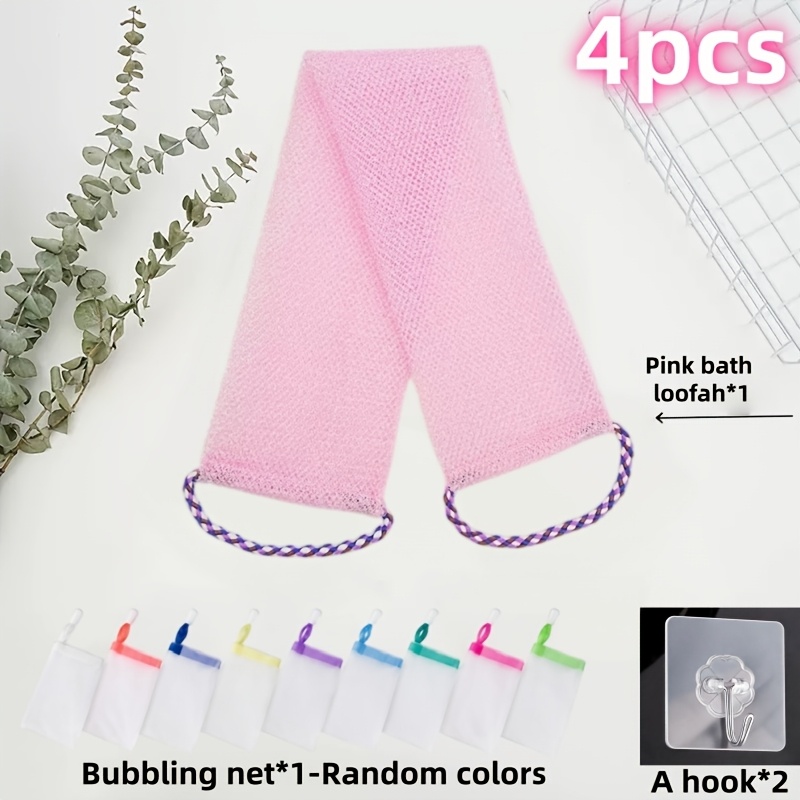 4pcs Set Back Scrubber and Loofah with Hooks
