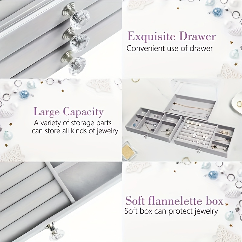 ladies   2025 new acrylic jewelry storage box for earrings necklaces bracelets with 3 drawers stackable and displayable Product details 1