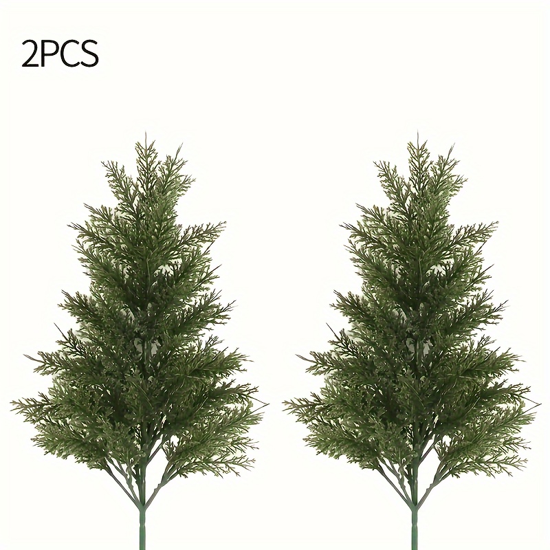 TEMU 2pcs Lifelike Artificial , Cedar & Trees - - Plastic For Decor, For Christmas &