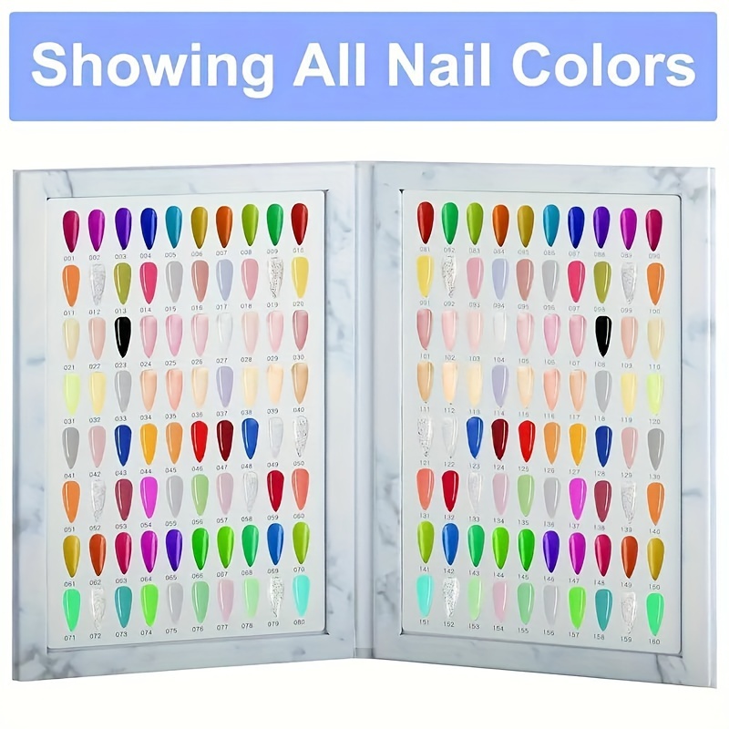 

160 Color Embedded Nail Polish Display Book With 240pcs Nail Tips, Unscented, Professional Salon Nail Color Chart, Nail Art Tools & Accessories Kit