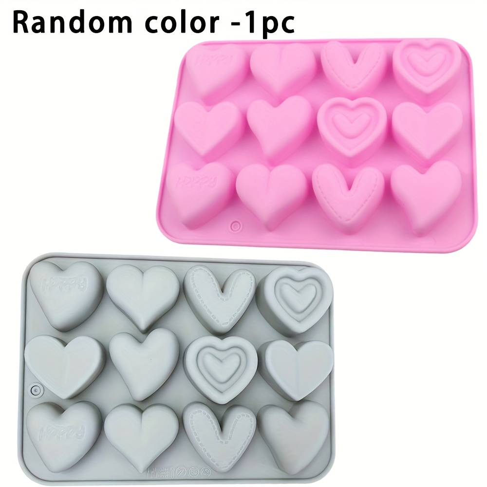 1pc Heart-shaped Silicone Molds For Resin, Candle Or Soap Making - 12 Hearts, Clay Mold, Multipurpose Diy Tools, Thanksgiving, Birthday Gift