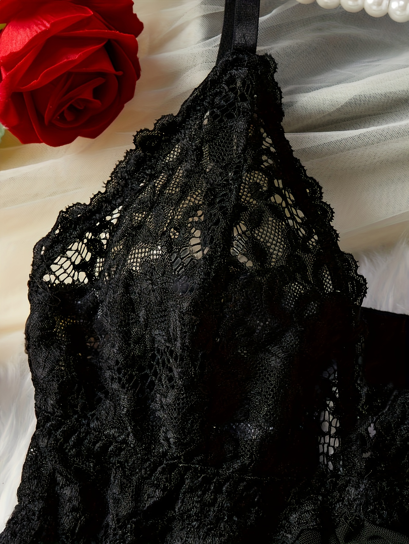   womens sleepwear set solid color with contrast lace details lingerie collection Product details 14
