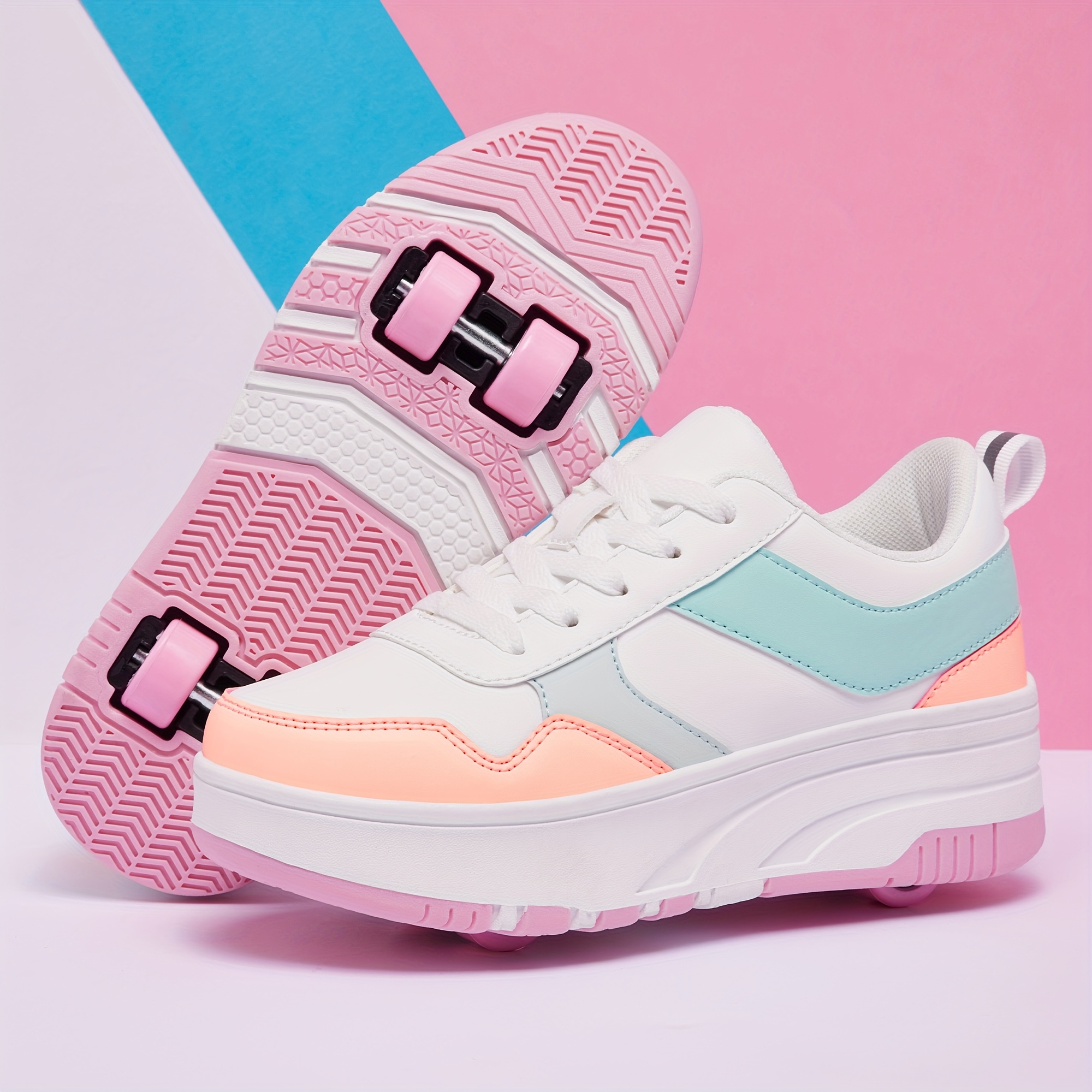 New Fashionable Shoes with Detachable Four-Wheel Roller Skates, Lightweight And Stylish Outdoor Casual Sports Shoes for Girls.