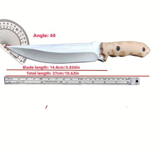 rugged high carbon steel knife with sheath durable stainless steel blade camouflage handle integrated design for outdoor camping cooking and gift giving camping accessories