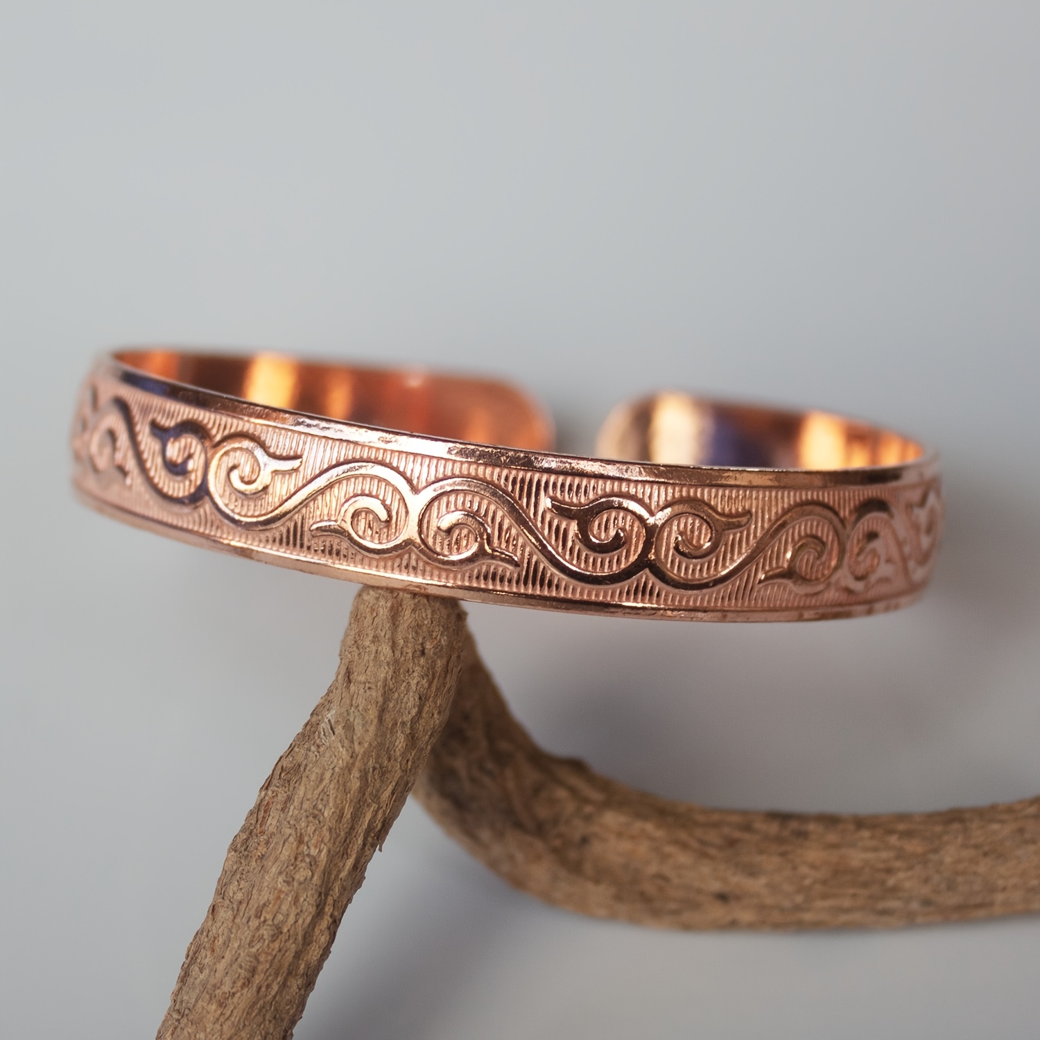 TEMU Bracelet pour femme, 1 pièce, pur cuivre non revêtu, convient pour un port et comme cadeau de fête, bijou cadeau pour femme, bracelet manchette