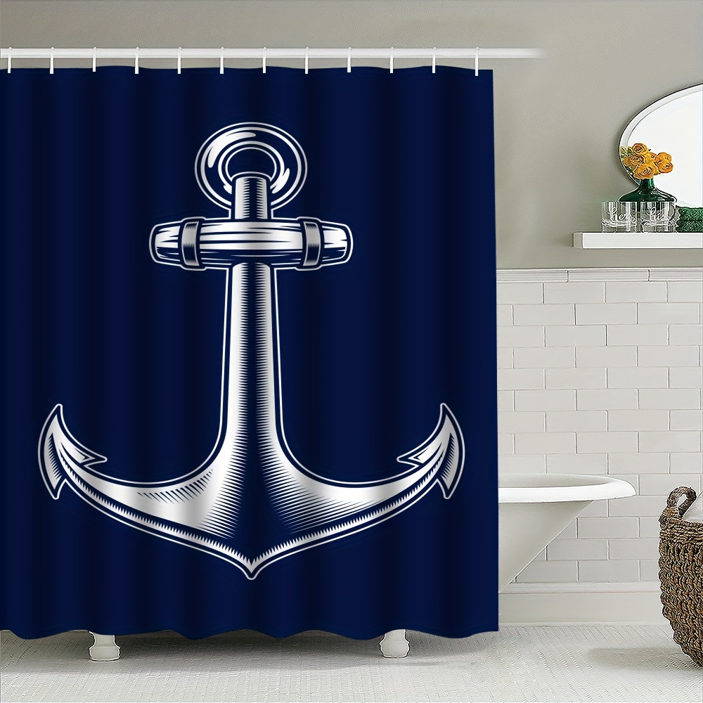 

Waterproof Nautical Shower Curtain With Oversized Hooks - , Machine Washable Bathroom Decor, Privacy Window Curtain, Shower Curtain, Fishing Boat Hooks, Waterproof, Bathroom Decor