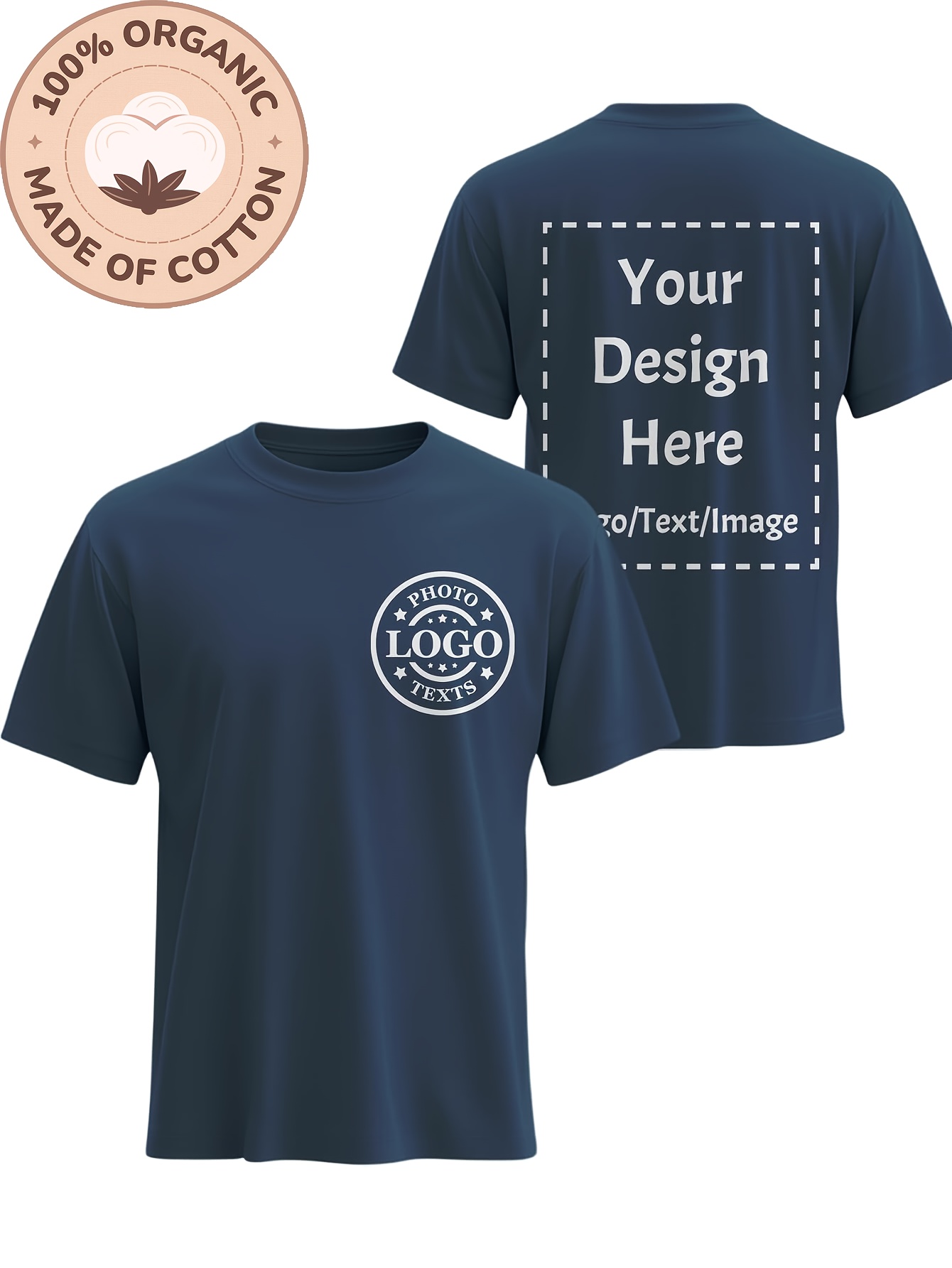 mens 100 cotton custom t shirt personalized double sided print suitable for team uniforms gifts events soft   fit short sleeve with text design machine washable for   boyfriend gifts group uniforms